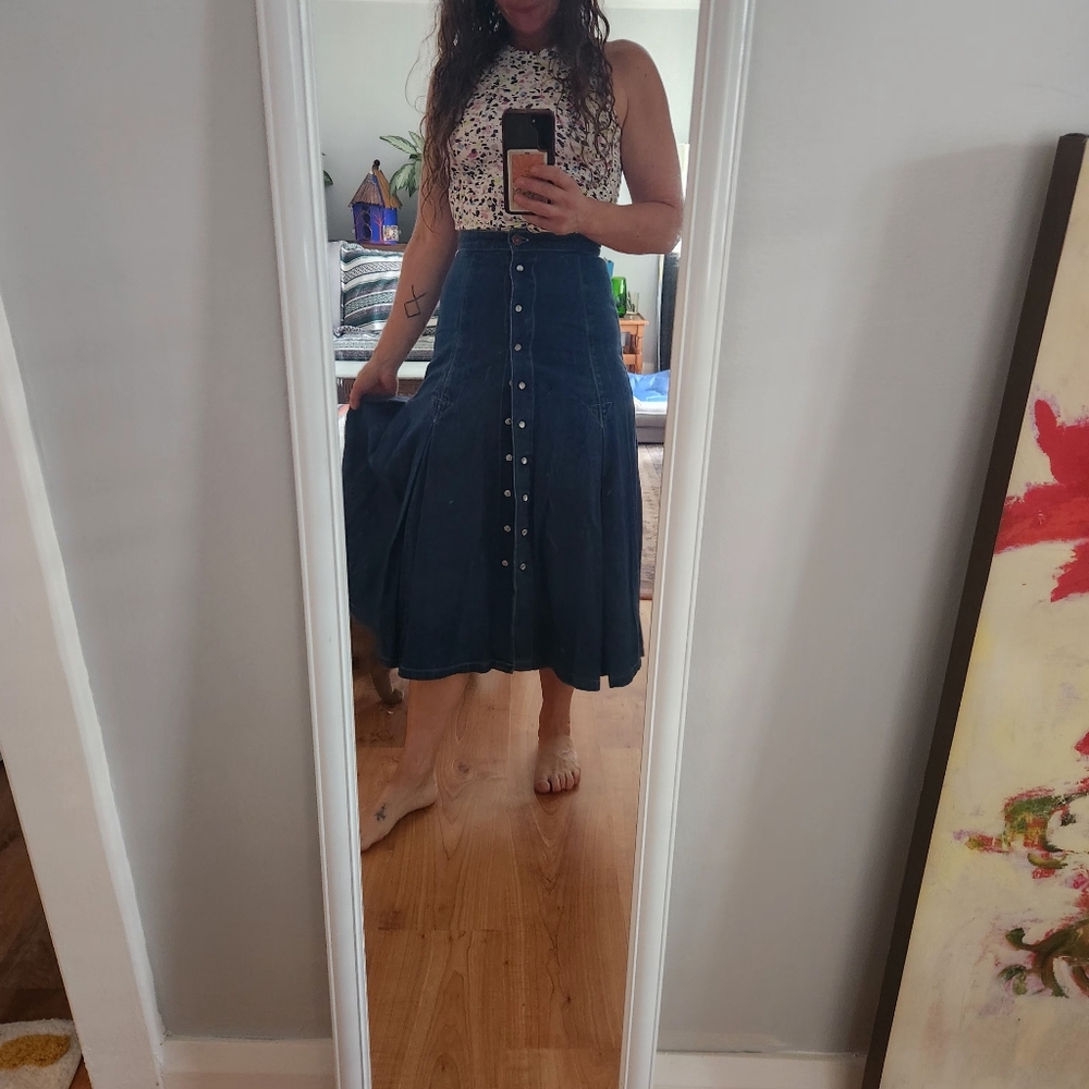 Coca Cola Blue Button-Front Midi Skirt